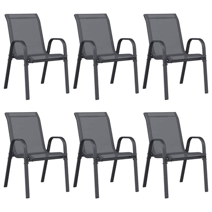 vidaXL Stackable Garden Chairs 6 pcs Grey Textilene Fabric