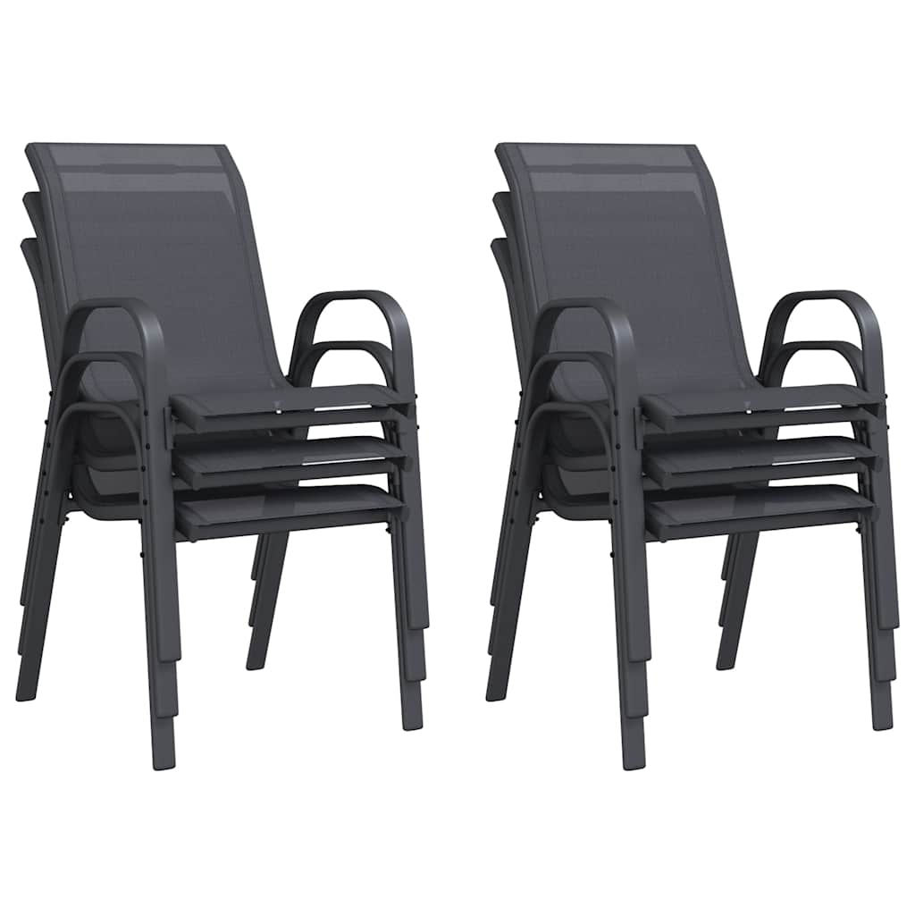 vidaXL Stackable Garden Chairs 6 pcs Grey Textilene Fabric