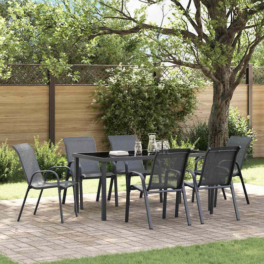 318784 vidaXL Stackable Garden Chairs 6 pcs Grey Textilene Fabric