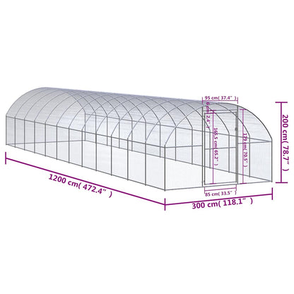 vidaXL Outdoor Chicken Coop 3x12x2 m Galvanised Steel
