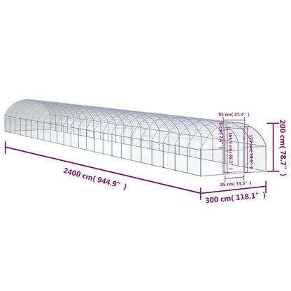 vidaXL Outdoor Chicken Coop 3x24x2 m Galvanised Steel
