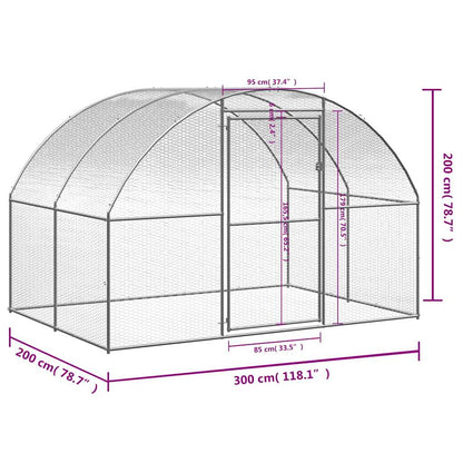 vidaXL Outdoor Chicken Coop 3x2x2 m Galvanised Steel