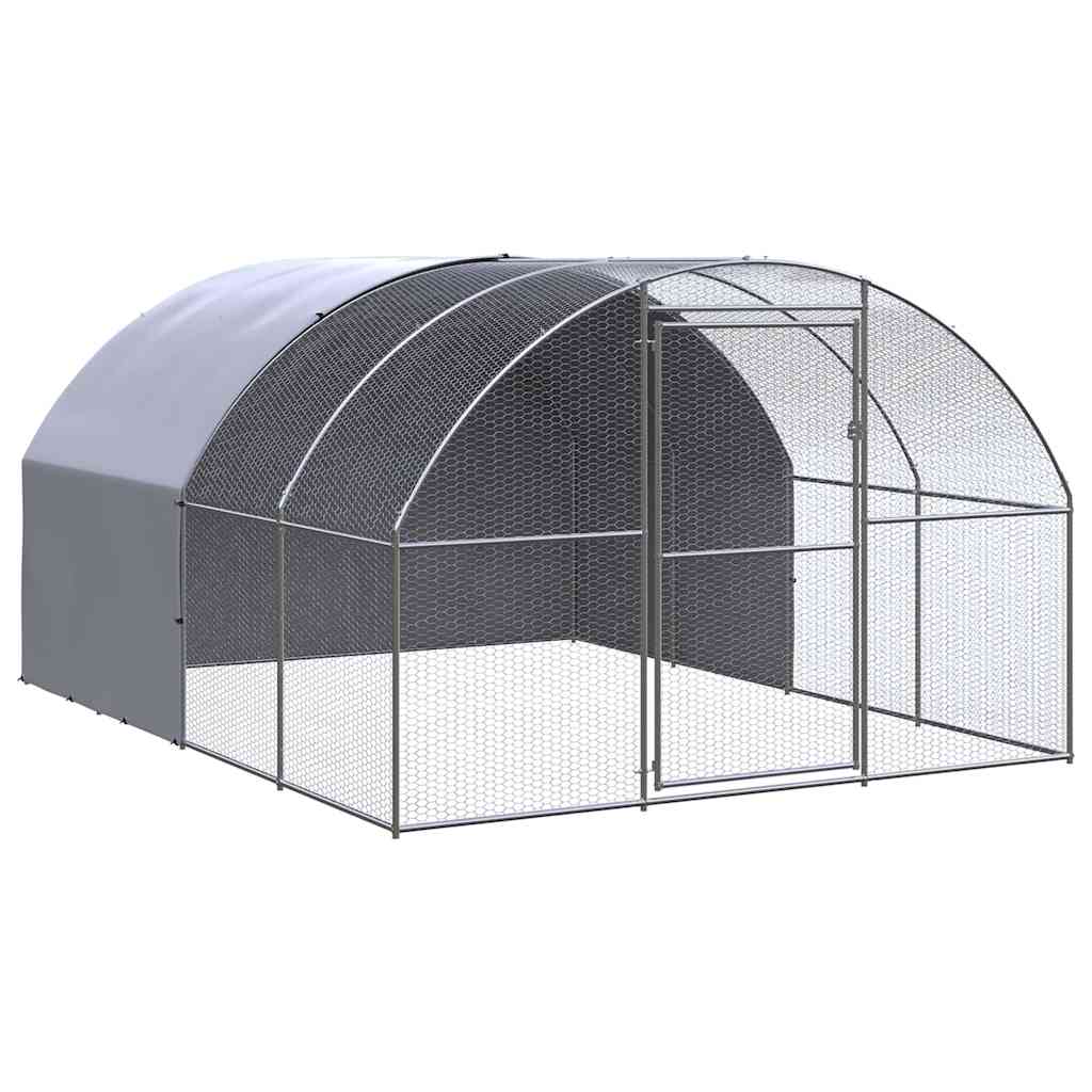 vidaXL Outdoor Chicken Coop 3x4x2 m Galvanised Steel
