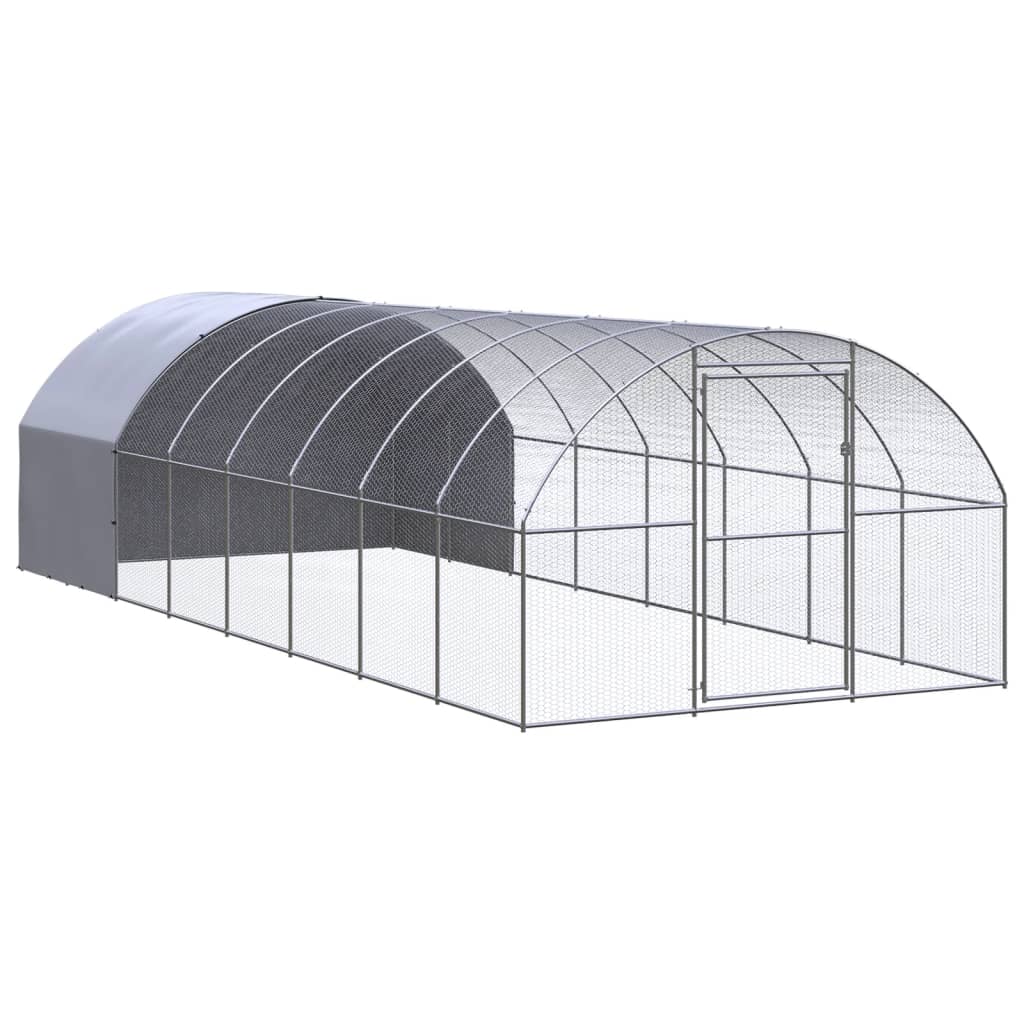 vidaXL Chicken Coop | Silver | Galvanised Steel | Large | Seats Many
