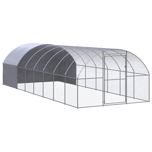 vidaXL Chicken Coop | Silver | Galvanised Steel | Large | Seats Many