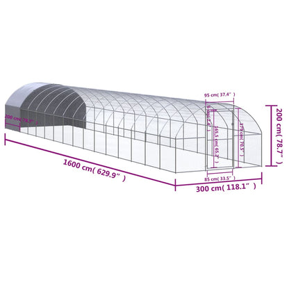 vidaXL Chicken Coop | Silver | Galvanised Steel | Large | Durable | Chicken Coop
