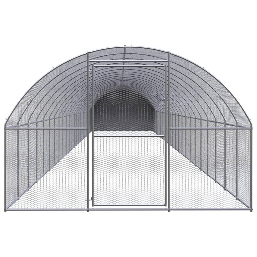 vidaXL Chicken Coop | Silver and silver grey | Galvanised steel, Polyethylene