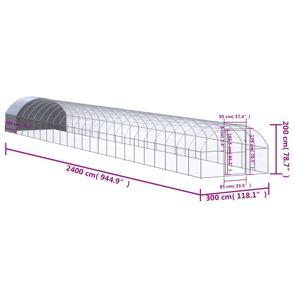 vidaXL Chicken Coop | Silver and silver grey | Galvanised steel, Polyethylene