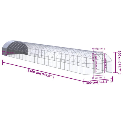 vidaXL Chicken Coop | Silver and silver grey | Galvanised steel, Polyethylene