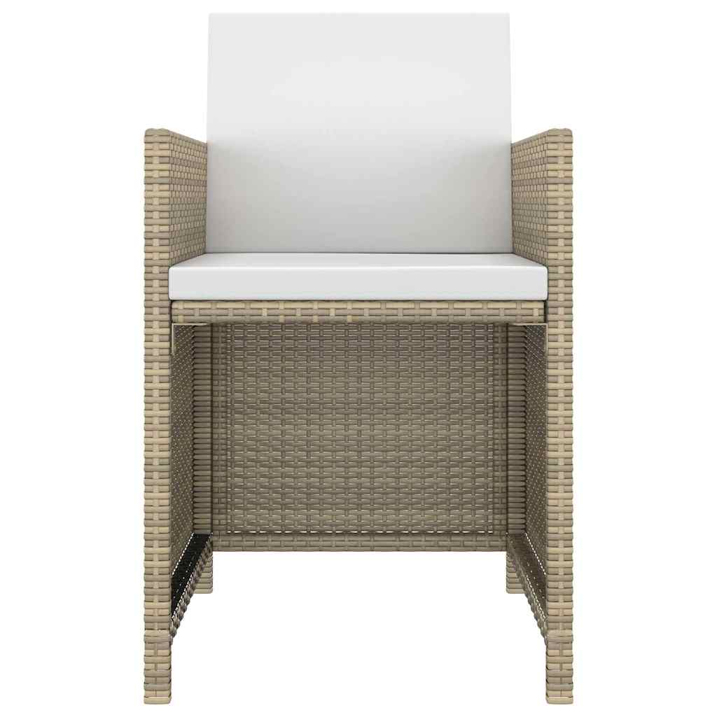 vidaXL 5 Piece Garden Dining Set with Cushions Poly Rattan Beige