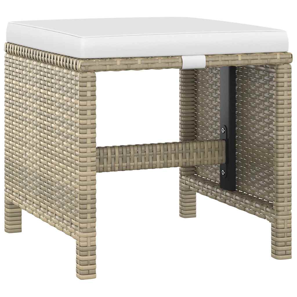 vidaXL 5 Piece Garden Dining Set with Cushions Poly Rattan Beige