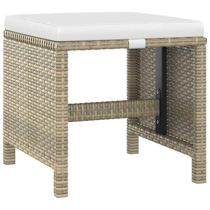 vidaXL 5 Piece Garden Dining Set with Cushions Poly Rattan Beige