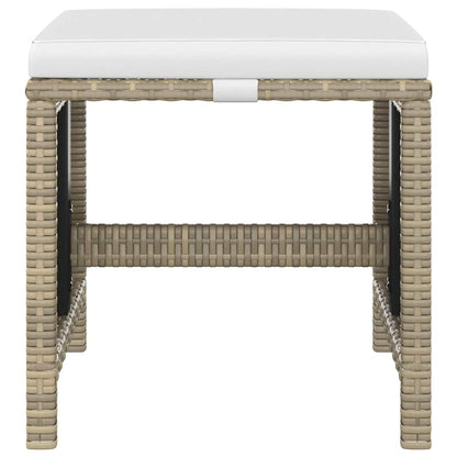vidaXL 5 Piece Garden Dining Set with Cushions Poly Rattan Beige