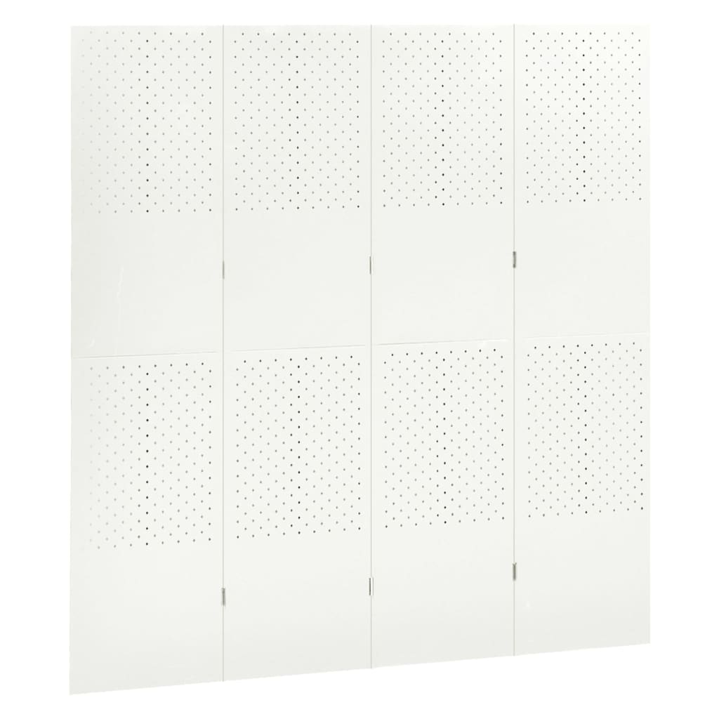 vidaXL 4-Panel Room Dividers 2 pcs White 160x180 cm Steel