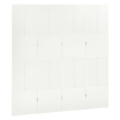 vidaXL 4-Panel Room Dividers 2 pcs White 160x180 cm Steel