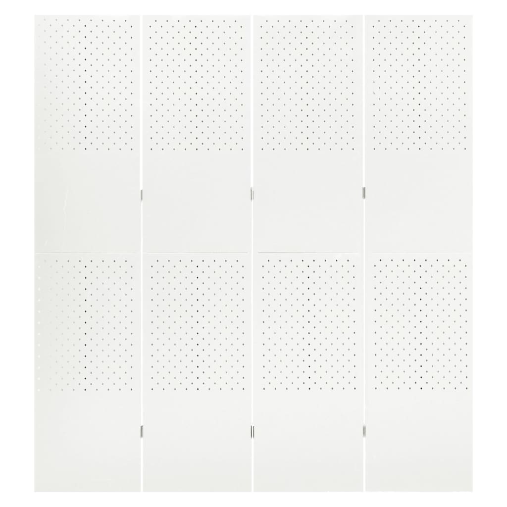 vidaXL 4-Panel Room Dividers 2 pcs White 160x180 cm Steel