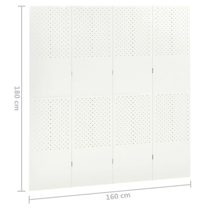 vidaXL 4-Panel Room Dividers 2 pcs White 160x180 cm Steel