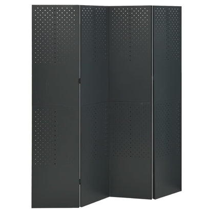 vidaXL 4-Panel Room Dividers 2 pcs Anthracite 160x180 cm Steel