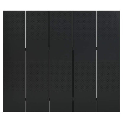 vidaXL 5-Panel Room Dividers 2 pcs Black 200x180 cm Steel