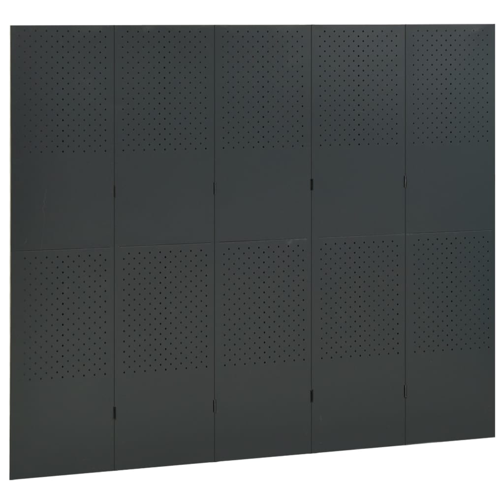 vidaXL 5-Panel Room Dividers 2 pcs Anthracite 200x180 cm Steel