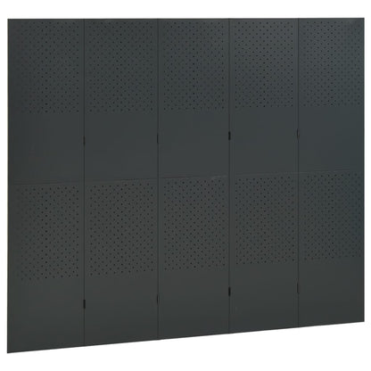 vidaXL 5-Panel Room Dividers 2 pcs Anthracite 200x180 cm Steel