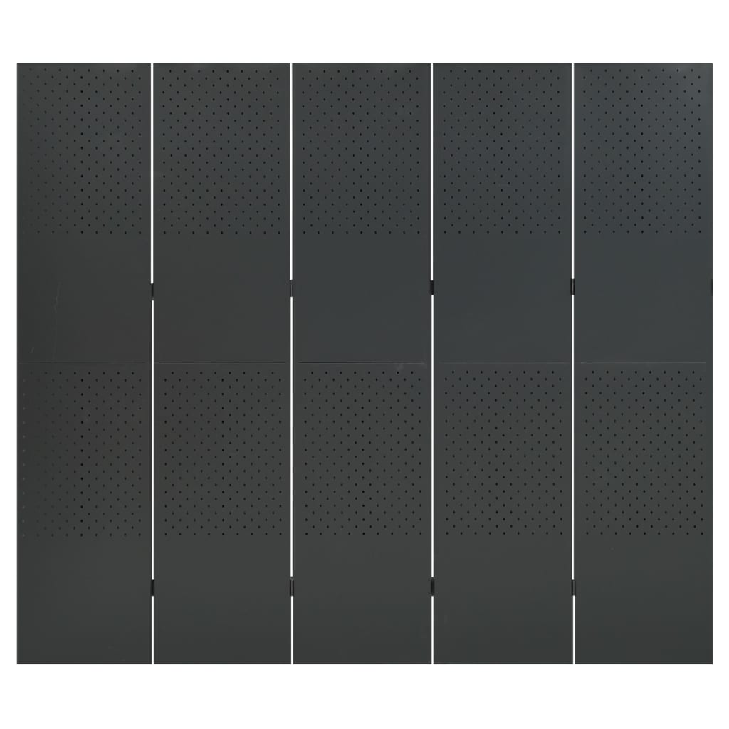 vidaXL 5-Panel Room Dividers 2 pcs Anthracite 200x180 cm Steel