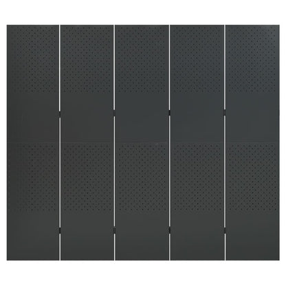 vidaXL 5-Panel Room Dividers 2 pcs Anthracite 200x180 cm Steel