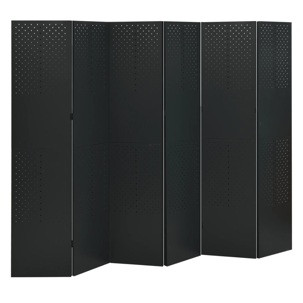 vidaXL 6-Panel Room Dividers 2 pcs Black 240x180 cm Steel