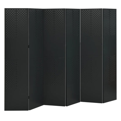 vidaXL 6-Panel Room Dividers 2 pcs Black 240x180 cm Steel