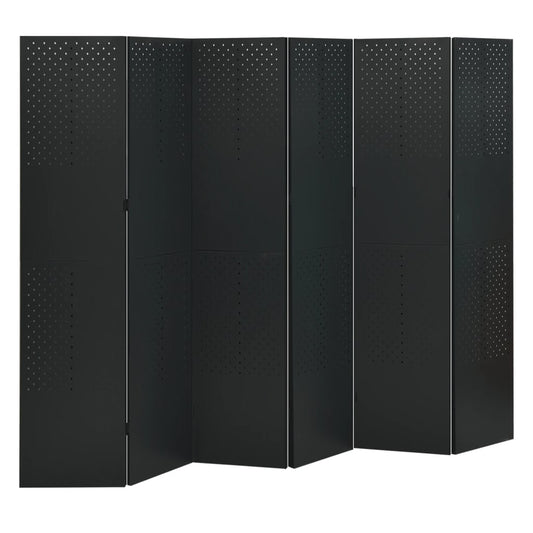 vidaXL 6-Panel Room Dividers 2 pcs Black 240x180 cm Steel