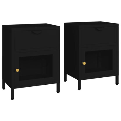 vidaXL Nightstands 2 pcs Black 40x30x54.5 cm Steel and Glass