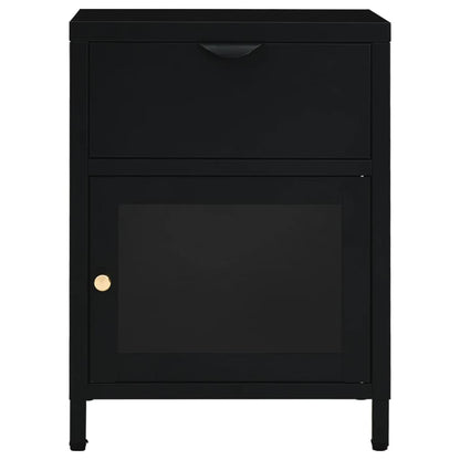 vidaXL Nightstands 2 pcs Black 40x30x54.5 cm Steel and Glass