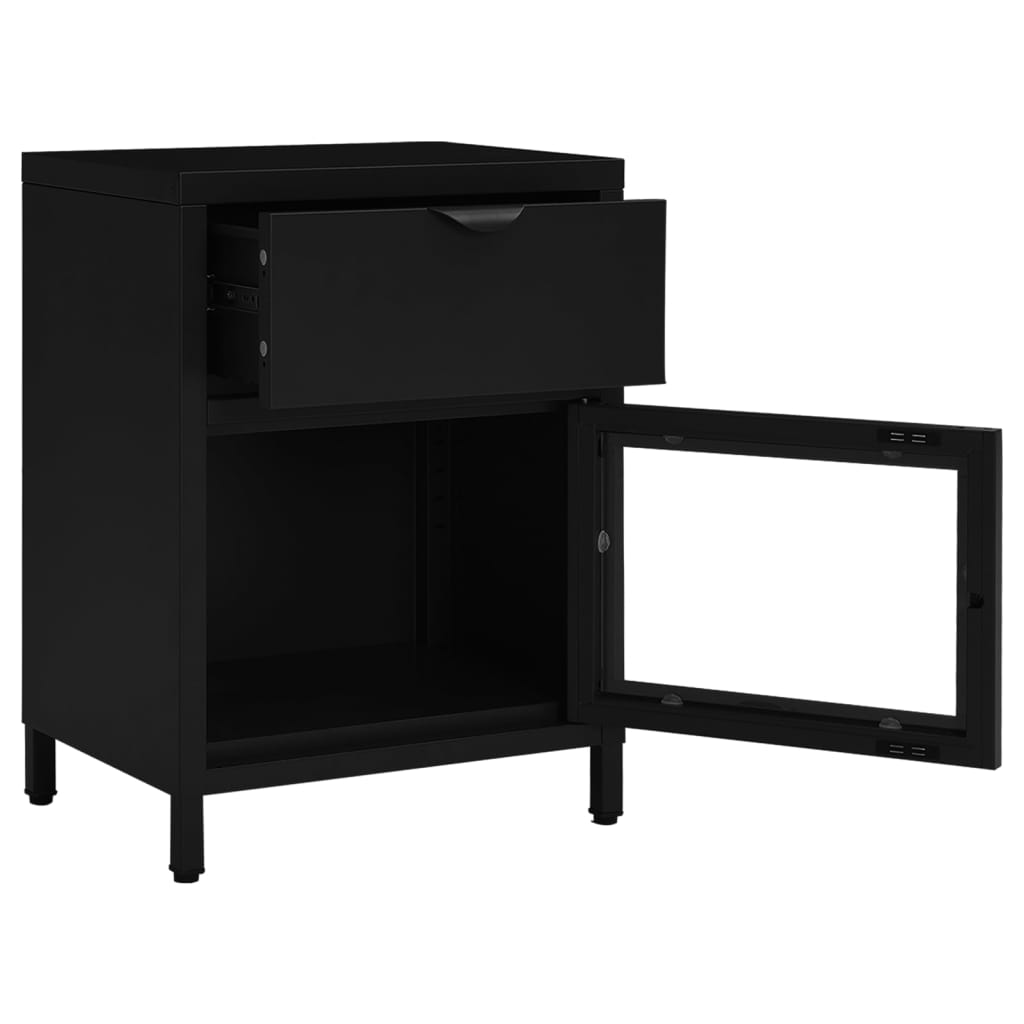 vidaXL Nightstands 2 pcs Black 40x30x54.5 cm Steel and Glass