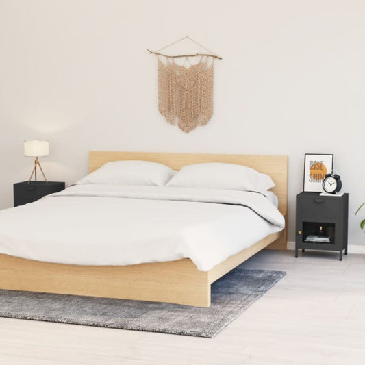 vidaXL Nightstands 2 pcs Anthracite 40x30x54.5 cm Steel and Glass