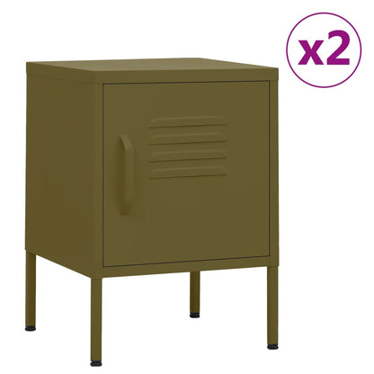 vidaXL Nightstands 2 pcs Olive Green 35x35x51 cm Steel