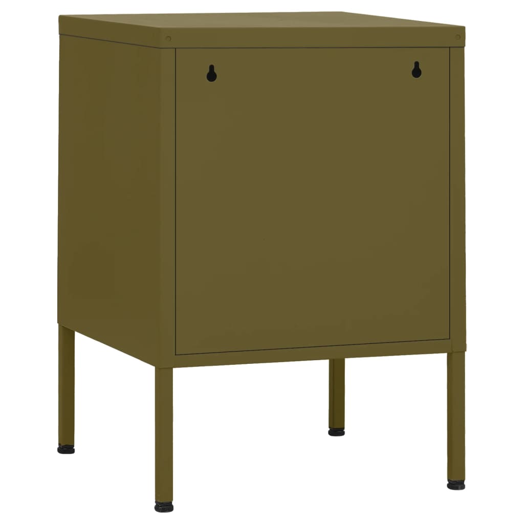 vidaXL Nightstands 2 pcs Olive Green 35x35x51 cm Steel