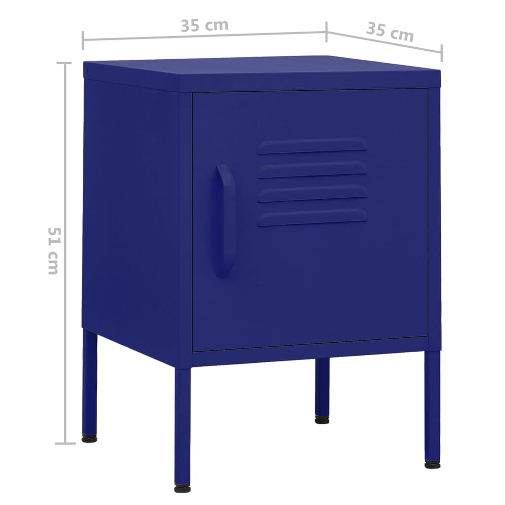 vidaXL Nightstand | Set of 2 | Navy Blue | Steel | 35 x 35 x 51 cm | Nightstand