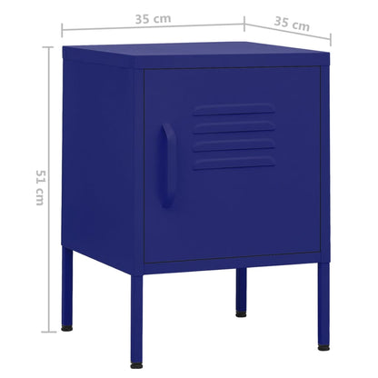 vidaXL Nightstand | Set of 2 | Navy Blue | Steel | 35 x 35 x 51 cm | Nightstand