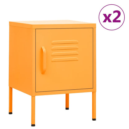 vidaXL Nightstand | Set of 2 | Mustard Yellow | Steel | Adjustable Shelves