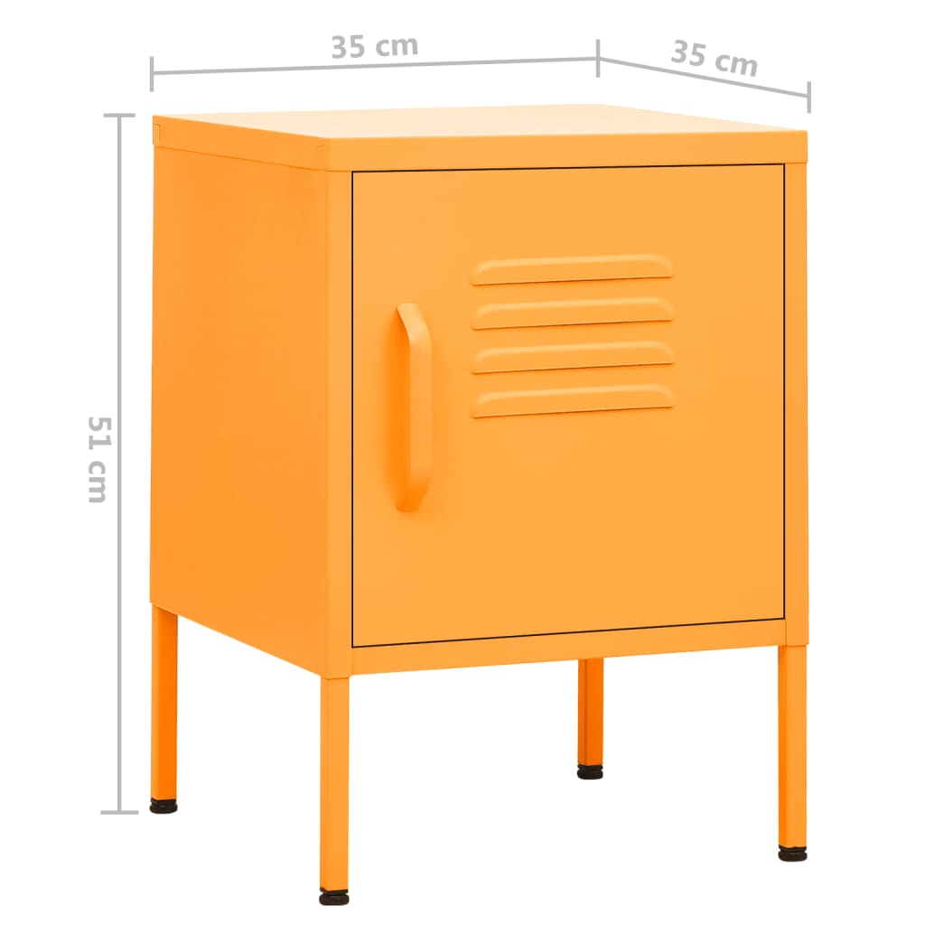 vidaXL Nightstand | Set of 2 | Mustard Yellow | Steel | Adjustable Shelves