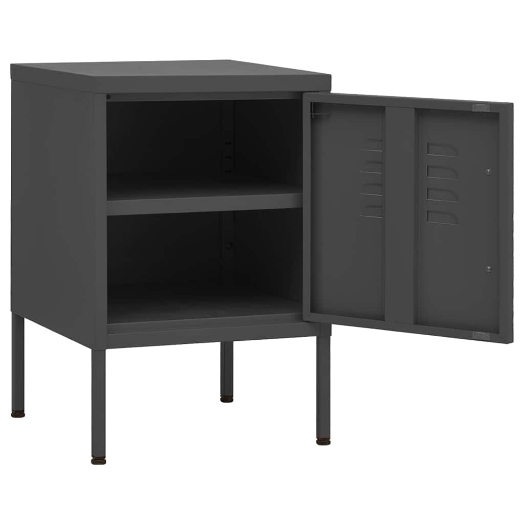 vidaXL Nightstand | Set of 2 | Anthracite | Steel | Medium | Nightstand | Square
