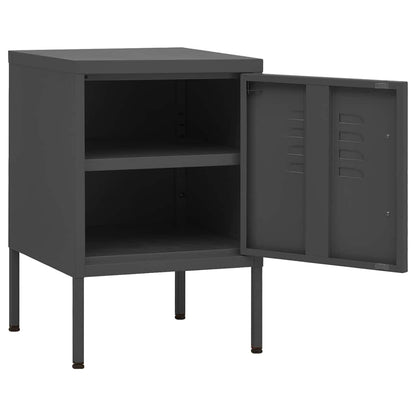 vidaXL Nightstand | Set of 2 | Anthracite | Steel | Medium | Nightstand | Square