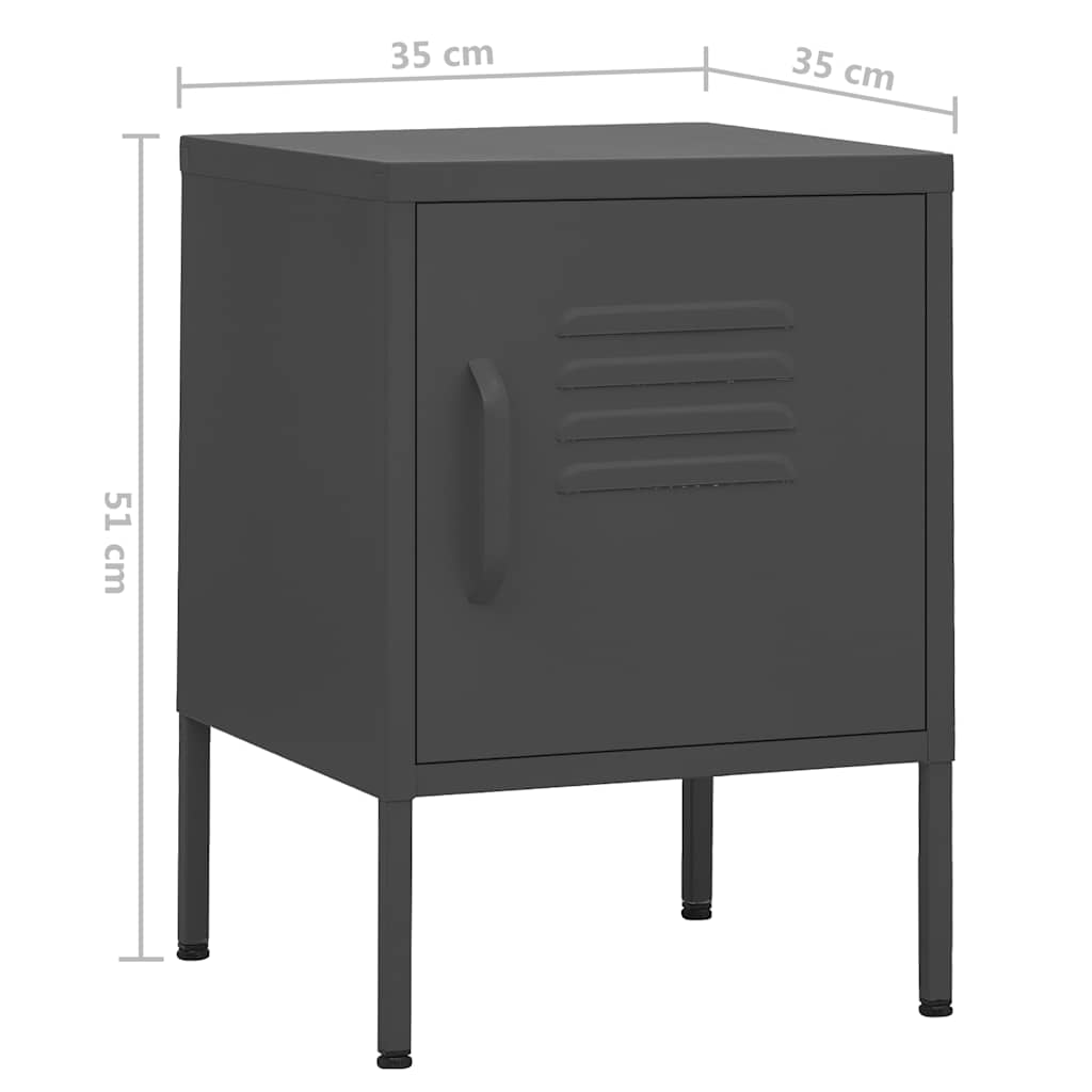 vidaXL Nightstand | Set of 2 | Anthracite | Steel | Medium | Nightstand | Square