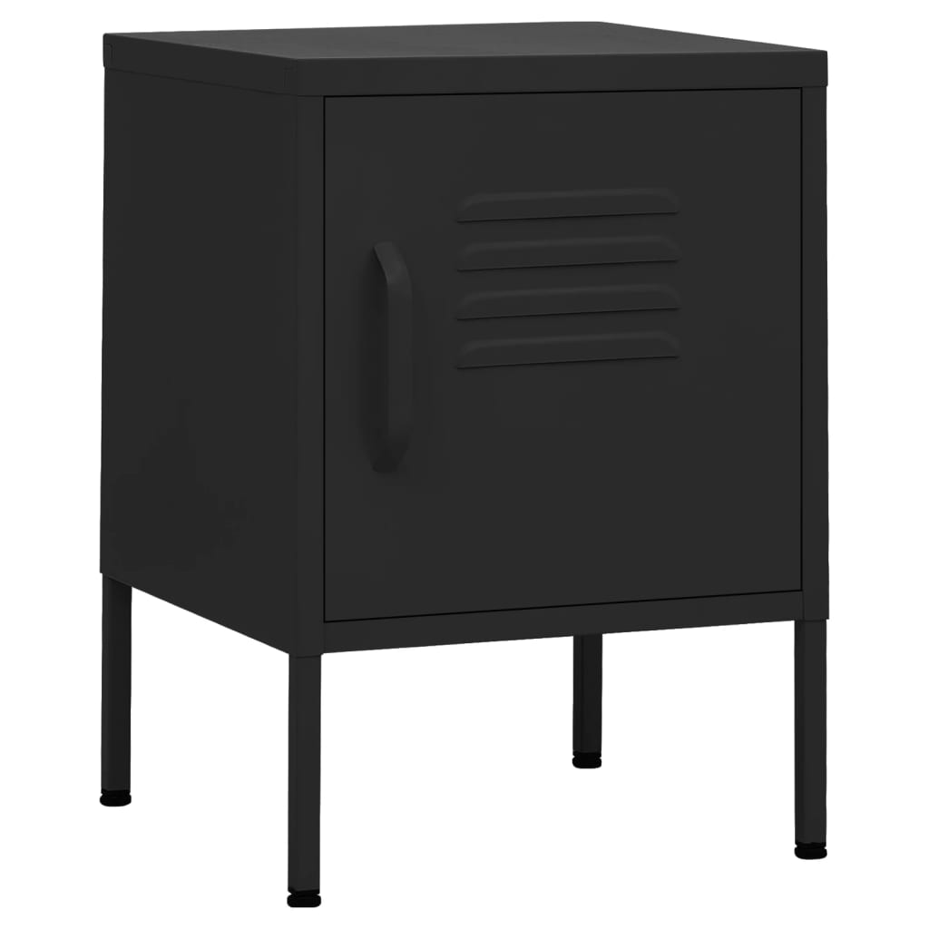 vidaXL Nightstand | Set of 2 | Black | Steel | Small | Nightstand | Square