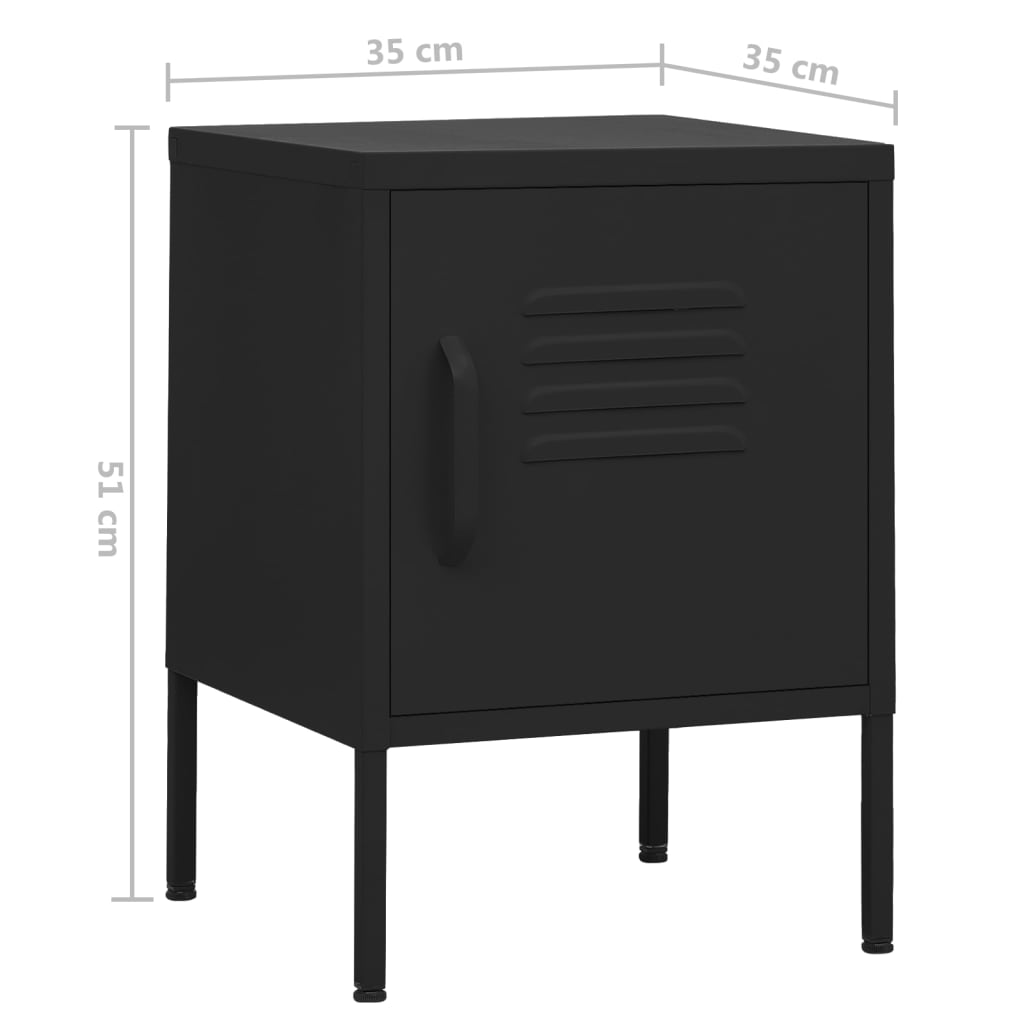 vidaXL Nightstands 2 pcs Black 35x35x51 cm Steel