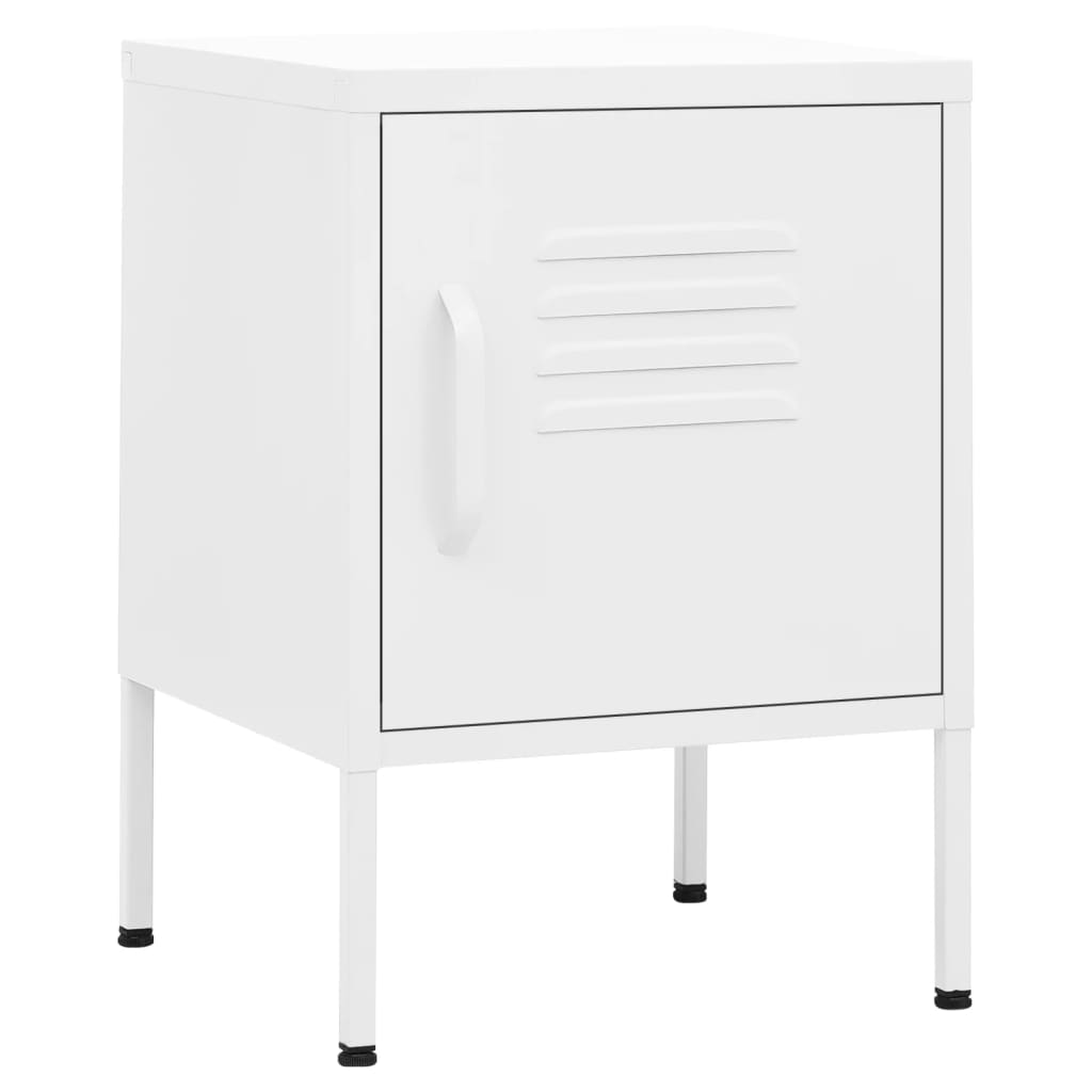 vidaXL Nightstand | Set of 2 | White | Steel | Small | Nightstand | Square