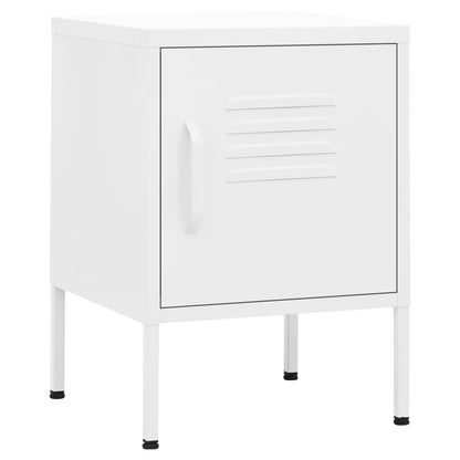 vidaXL Nightstand | Set of 2 | White | Steel | Small | Nightstand | Square