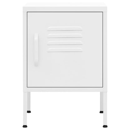 vidaXL Nightstand | Set of 2 | White | Steel | Small | Nightstand | Square