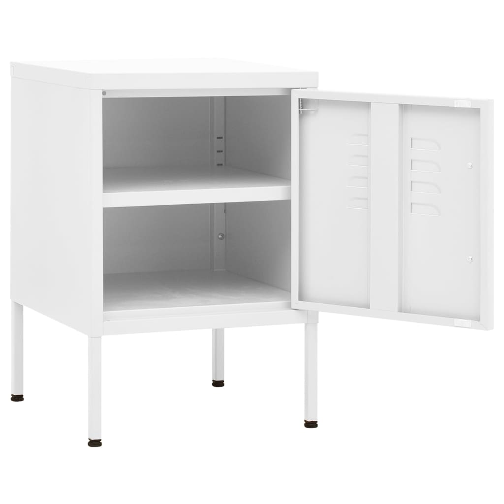 vidaXL Nightstand | Set of 2 | White | Steel | Small | Nightstand | Square
