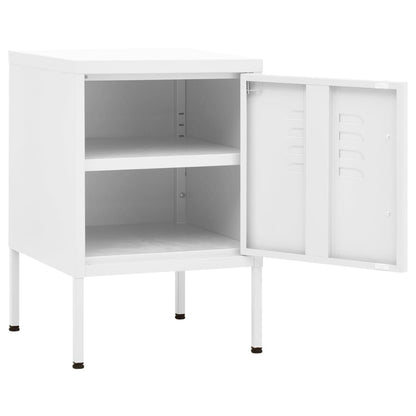 vidaXL Nightstand | Set of 2 | White | Steel | Small | Nightstand | Square